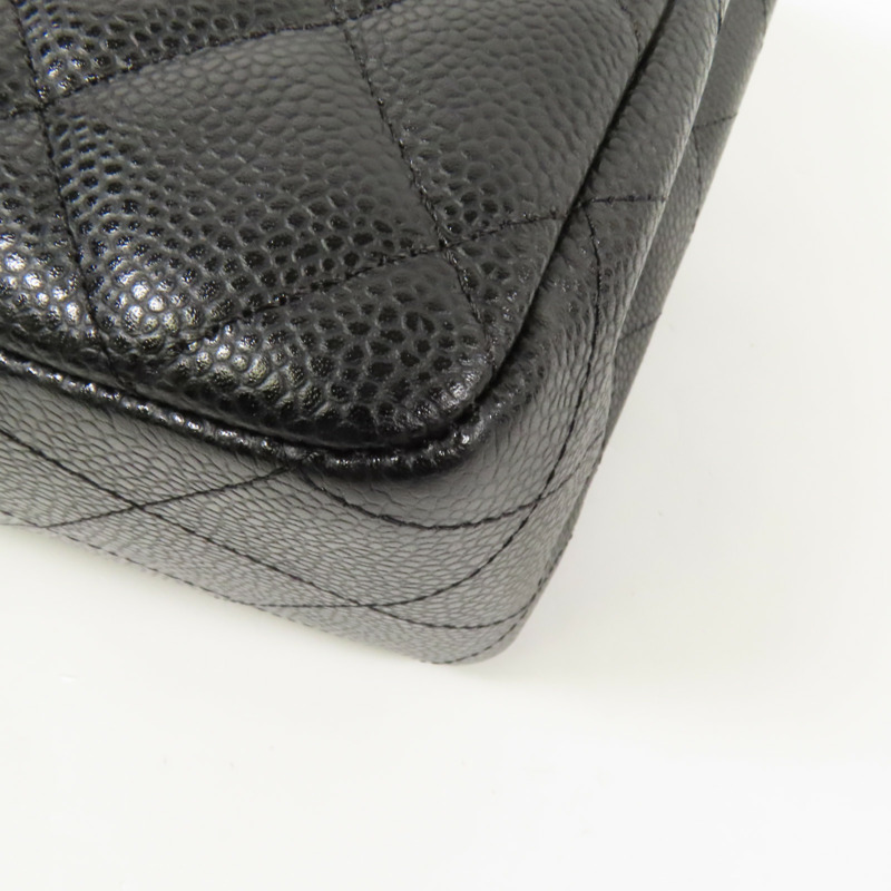 CHANEL 牛皮皮革Large Classic銀扣鏈帶肩背袋-14