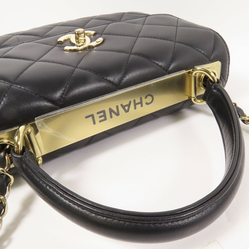 CHANEL 羊皮皮革Trendy CC Small金扣手挽肩背兩用袋-6