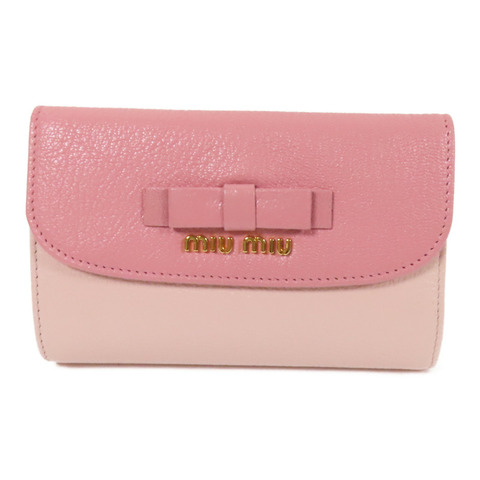 Miu Miu 牛皮皮革Trifold Wallet金扣錢包