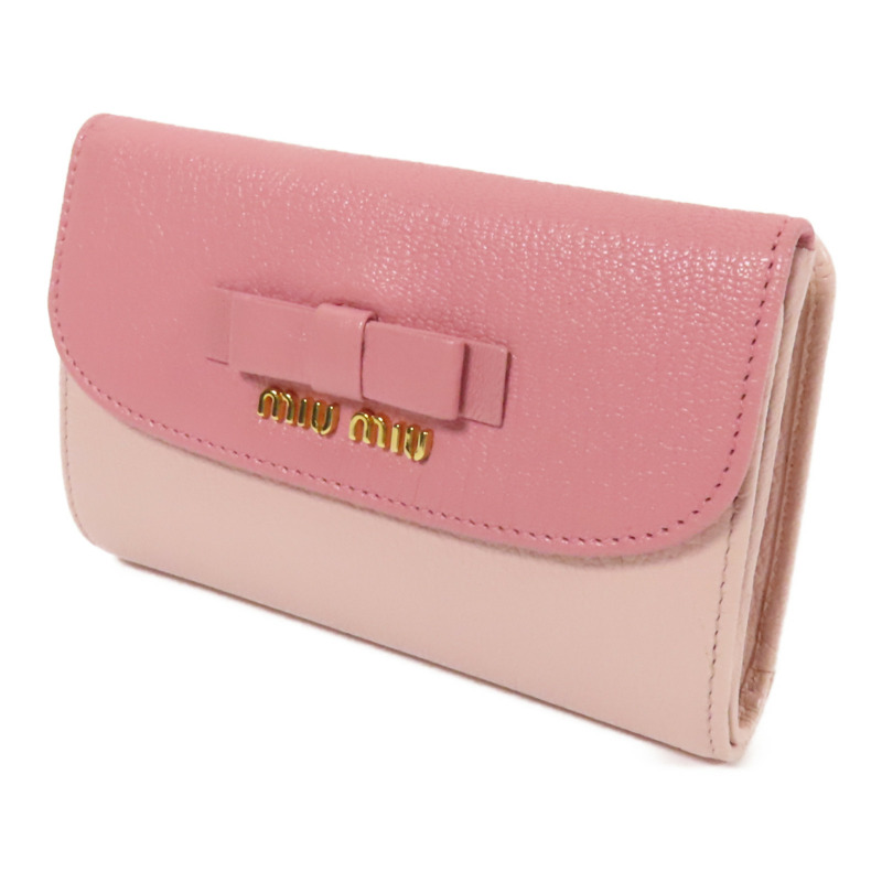 Miu Miu 牛皮皮革Trifold Wallet金扣錢包-2