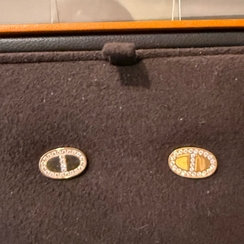 Hermes玫瑰金豬鼻鑽石耳環/Chaine D'ancre Contour Stud Earrings-1