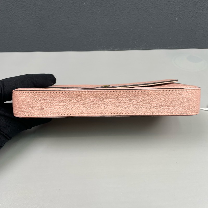 LV路易威登 粉色全皮壓花三合一鏈條包-4