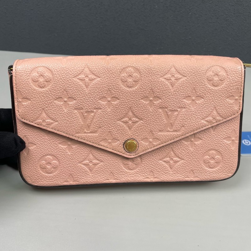 LV路易威登 粉色全皮壓花三合一鏈條包-9