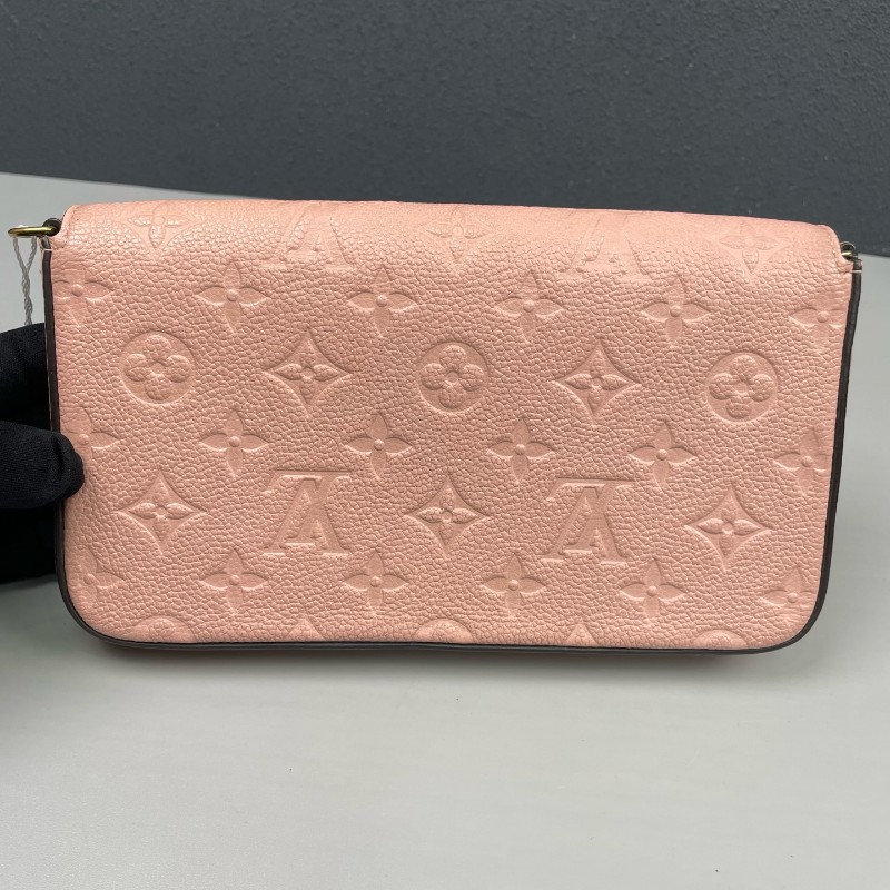 LV路易威登 粉色全皮壓花三合一鏈條包-10