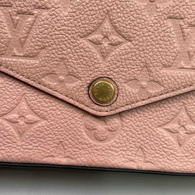 LV路易威登 粉色全皮壓花三合一鏈條包-16