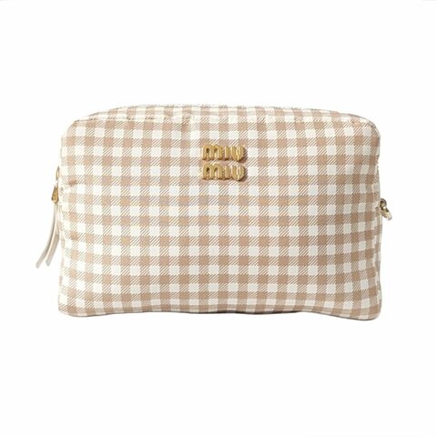 Miu Miu 中號白色帆布手拿包 金色五金