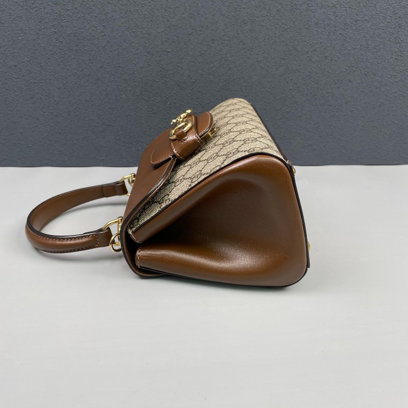 Gucci古馳 老花拼棕色Horsebit 1955郵差包-2