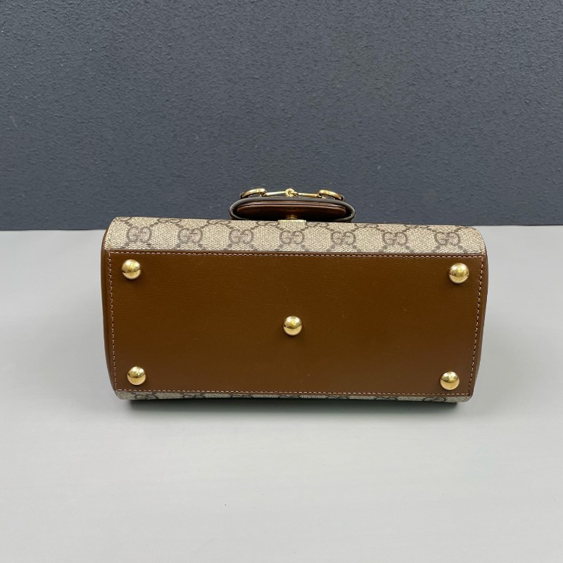 Gucci古馳 老花拼棕色Horsebit 1955郵差包-4