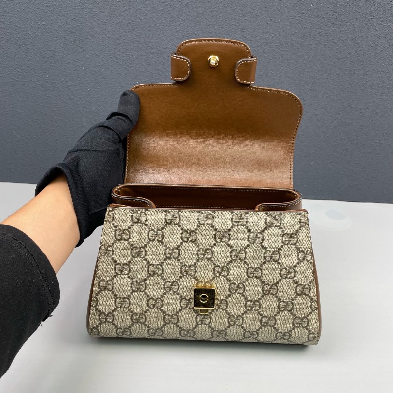 Gucci古馳 老花拼棕色Horsebit 1955郵差包-6