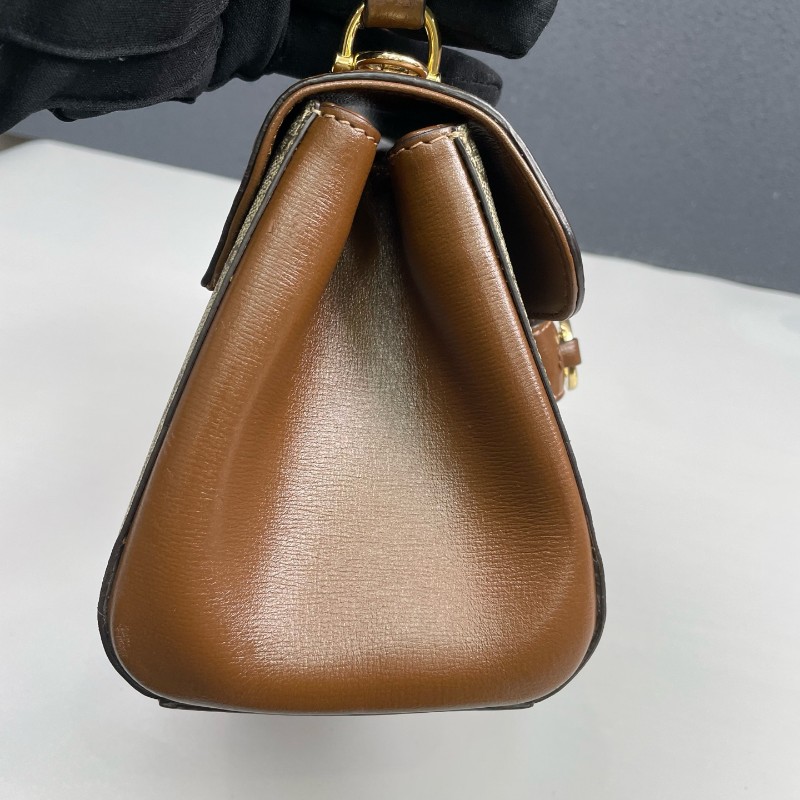 Gucci古馳 老花拼棕色Horsebit 1955郵差包-11