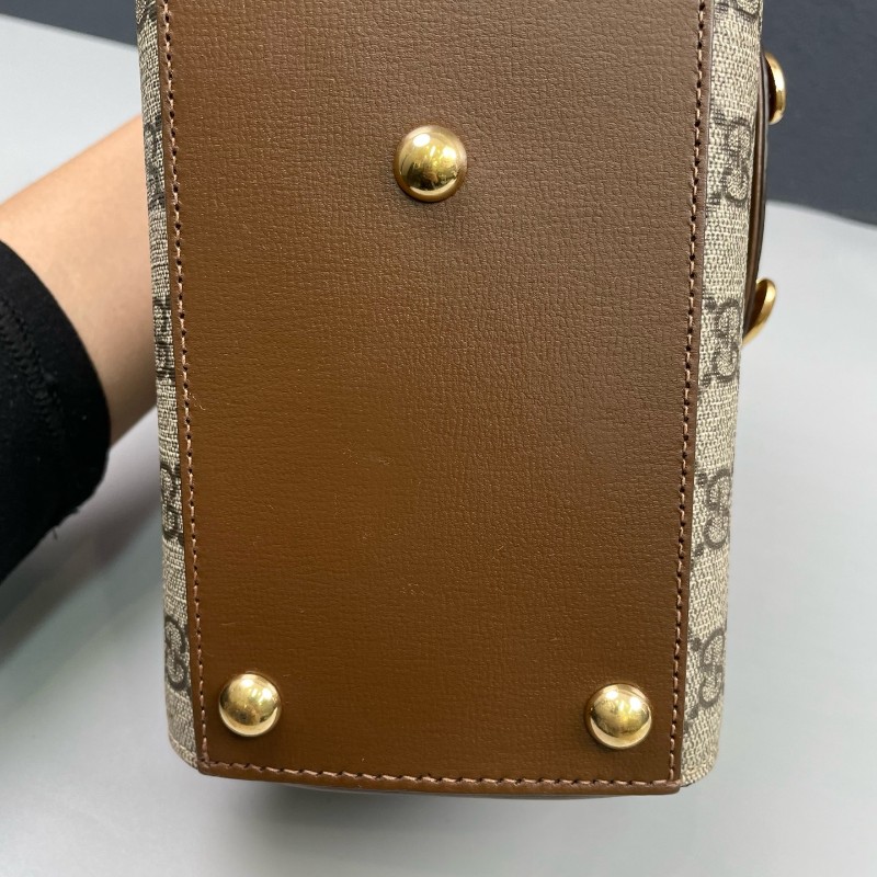 Gucci古馳 老花拼棕色Horsebit 1955郵差包-13