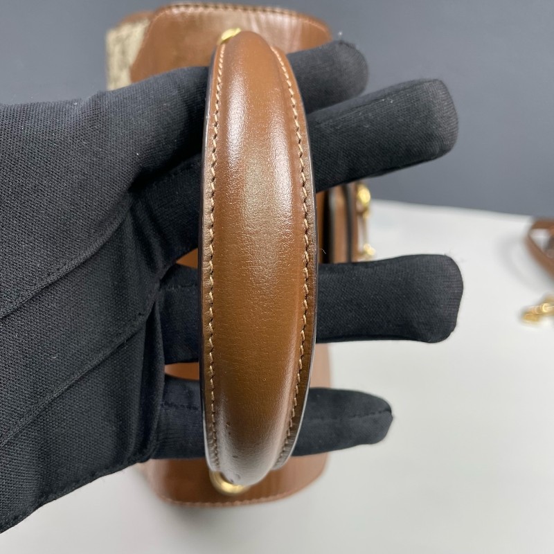 Gucci古馳 老花拼棕色Horsebit 1955郵差包-17