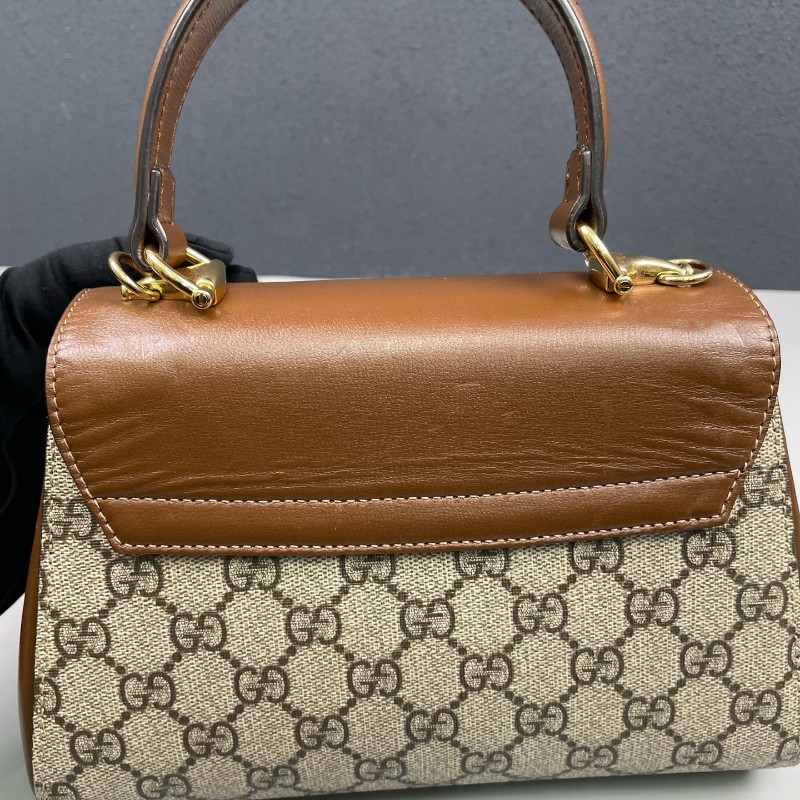 Gucci古馳 老花拼棕色Horsebit 1955郵差包-18