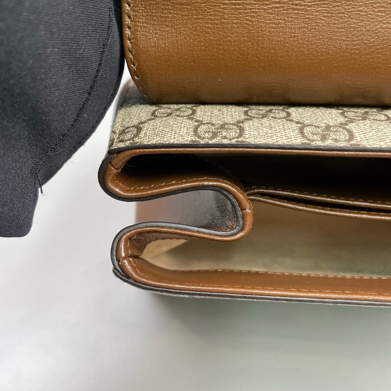 Gucci古馳 老花拼棕色Horsebit 1955郵差包-22