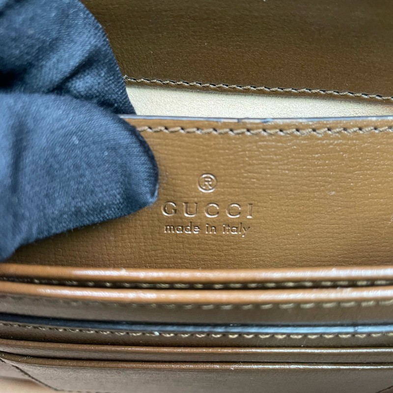 Gucci古馳 老花拼棕色Horsebit 1955郵差包-23