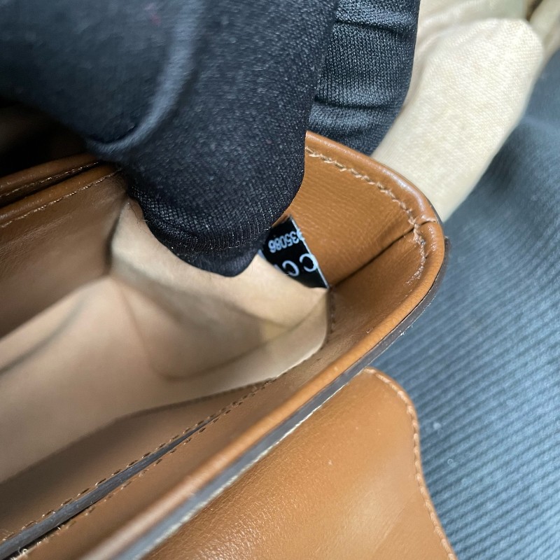 Gucci古馳 老花拼棕色Horsebit 1955郵差包-25