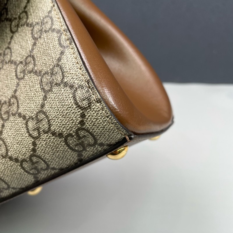 Gucci古馳 老花拼棕色Horsebit 1955郵差包-26