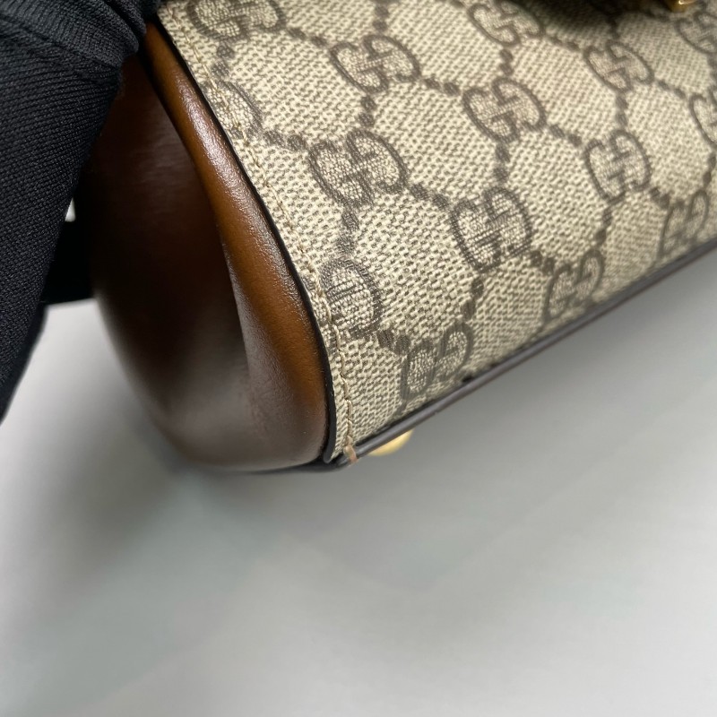 Gucci古馳 老花拼棕色Horsebit 1955郵差包-27