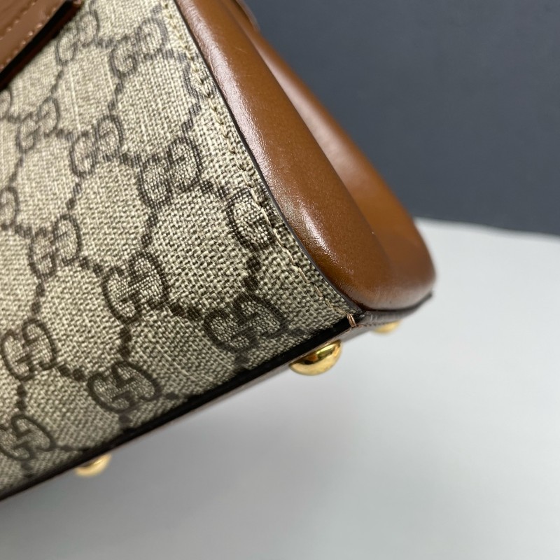 Gucci古馳 老花拼棕色Horsebit 1955郵差包-28