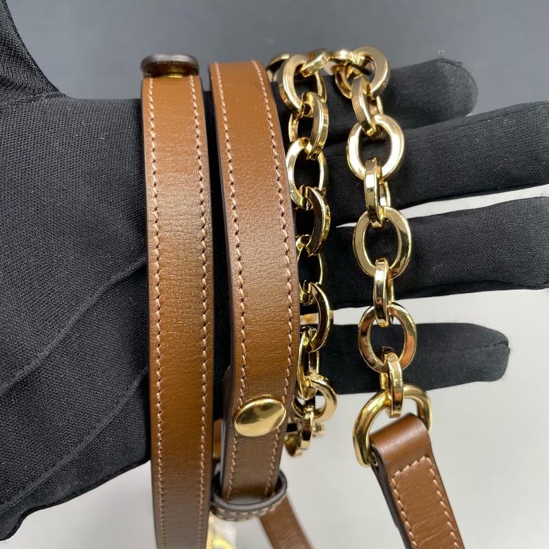 Gucci古馳 老花拼棕色Horsebit 1955郵差包-33