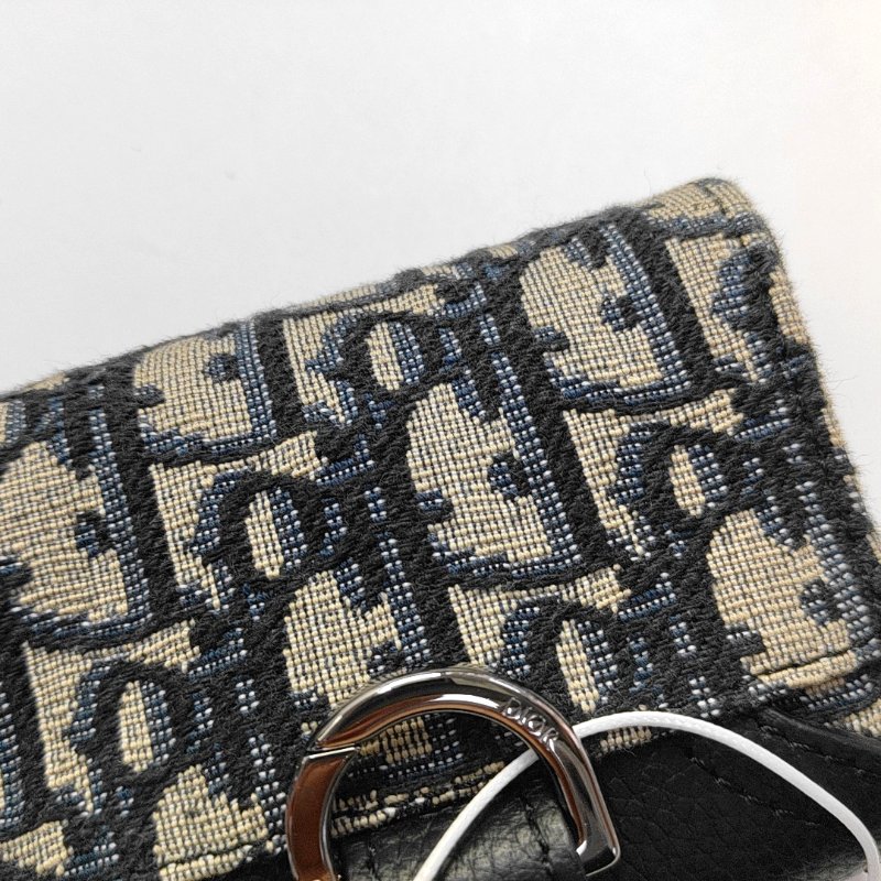 DIOR 黑色牛皮老花提花單肩包斜挎包 銀色五金 可拆卸肩帶-8