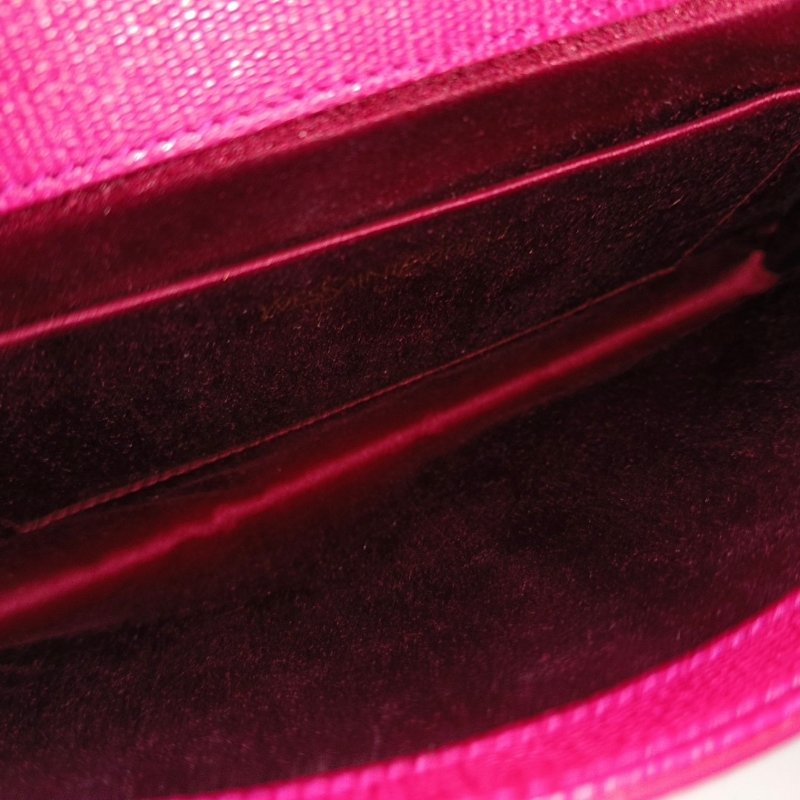 YSL CHYC YLIGNE粉紅色牛皮手拿包 金色五金-11