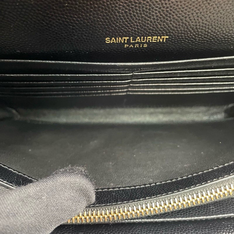 YSL 黑金魚子醬牛皮信封鏈條包-6