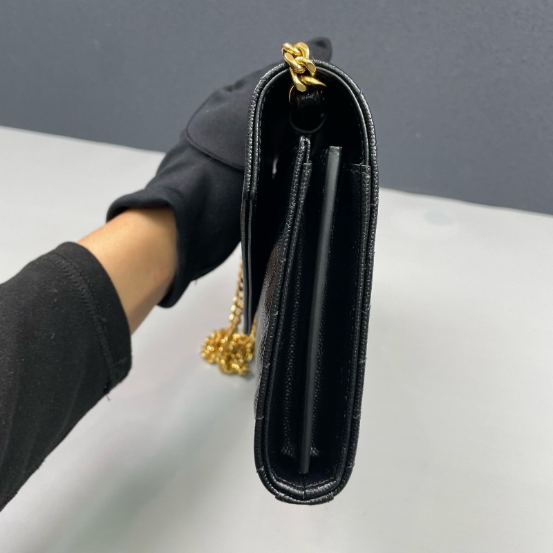 YSL 黑金魚子醬牛皮信封鏈條包-10