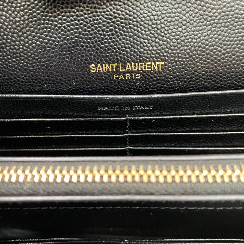 YSL 黑金魚子醬牛皮信封鏈條包-18