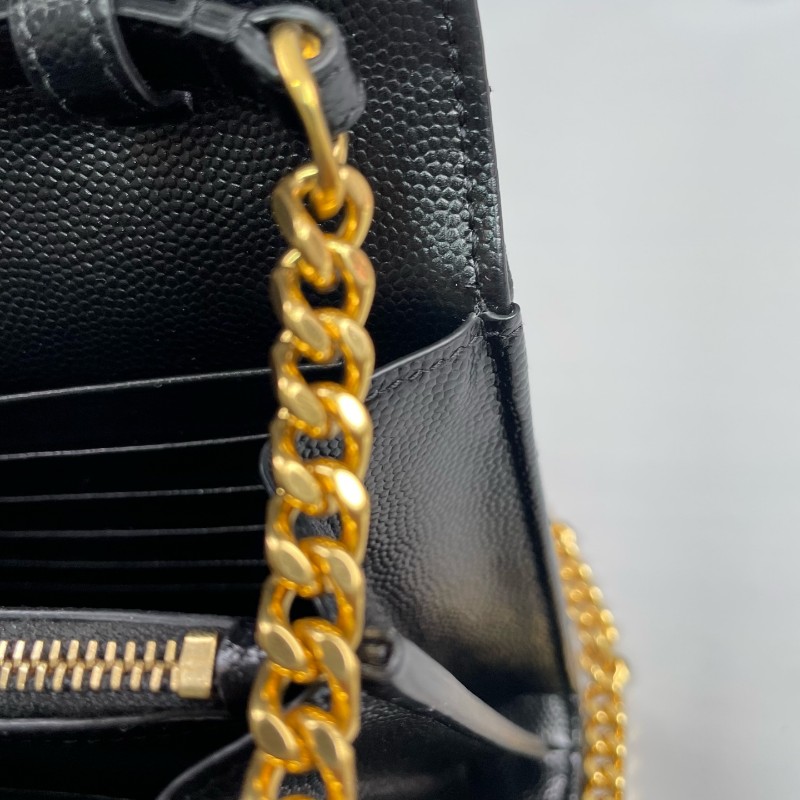 YSL 黑金魚子醬牛皮信封鏈條包-19