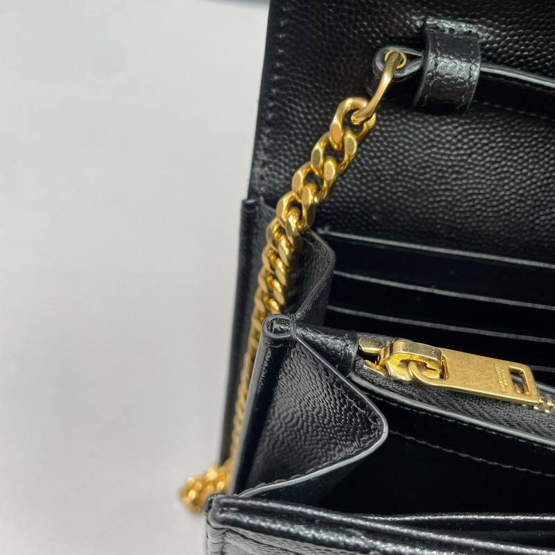 YSL 黑金魚子醬牛皮信封鏈條包-20