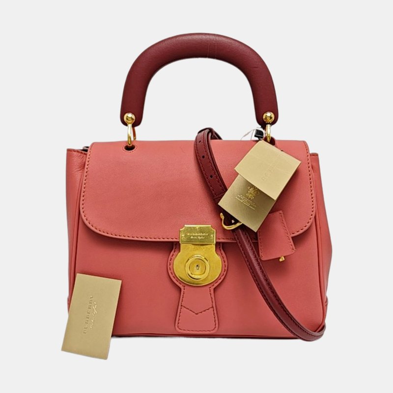 BURBERRY Dk88中號粉紅色牛皮單肩包斜挎包手提包 金色五金 可拆卸肩帶-7