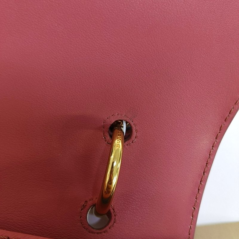 BURBERRY Dk88中號粉紅色牛皮單肩包斜挎包手提包 金色五金 可拆卸肩帶-9