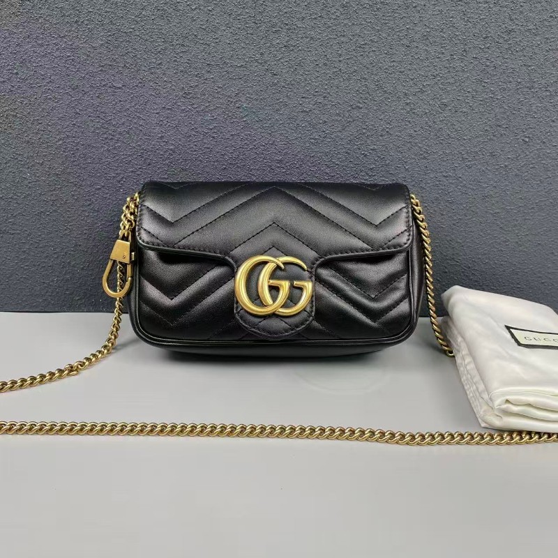 Gucci古馳 黑金馬蒙marmont迷你鏈條包-0