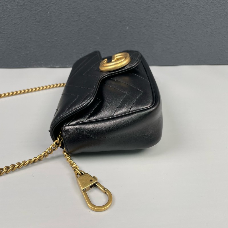 Gucci古馳 黑金馬蒙marmont迷你鏈條包-2