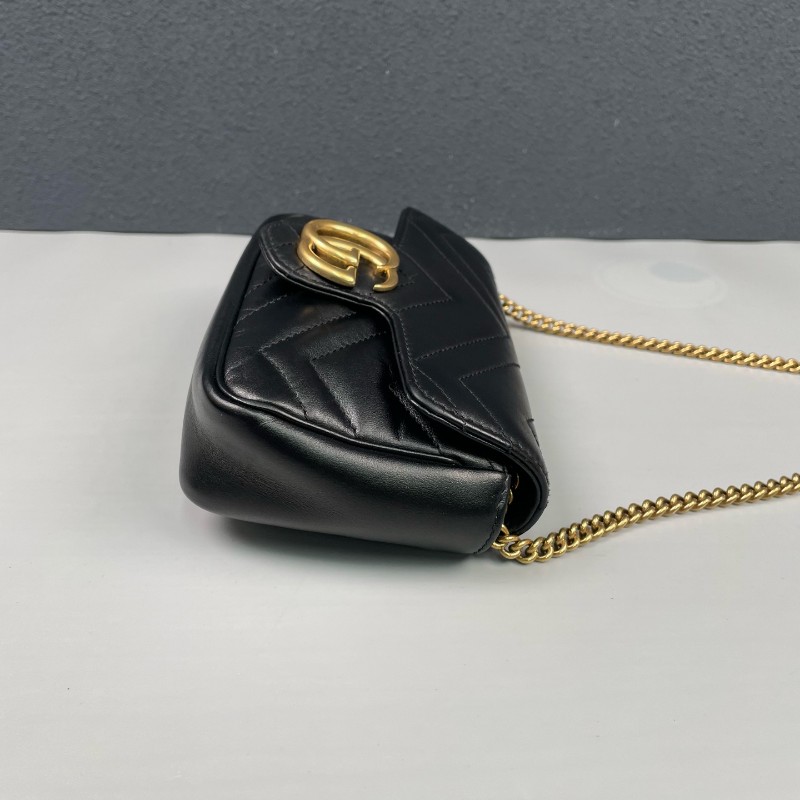 Gucci古馳 黑金馬蒙marmont迷你鏈條包-3