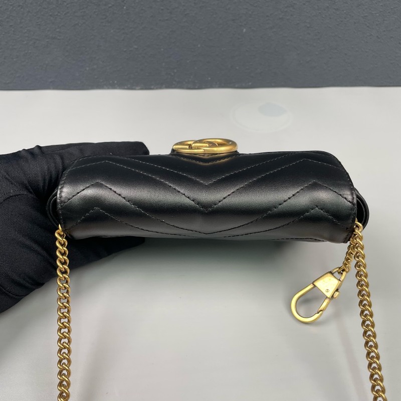 Gucci古馳 黑金馬蒙marmont迷你鏈條包-5