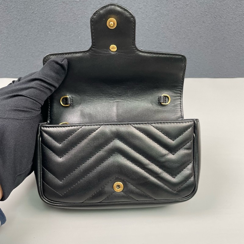 Gucci古馳 黑金馬蒙marmont迷你鏈條包-6