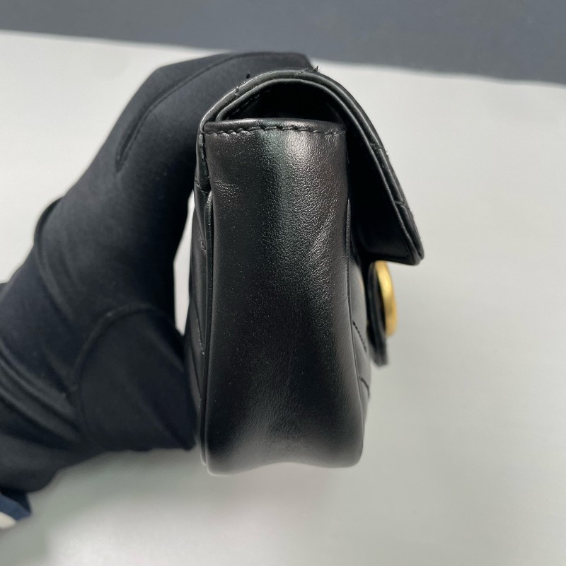 Gucci古馳 黑金馬蒙marmont迷你鏈條包-13