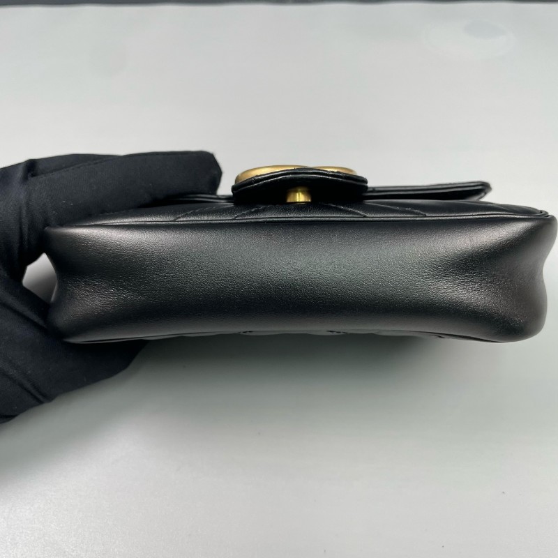 Gucci古馳 黑金馬蒙marmont迷你鏈條包-14