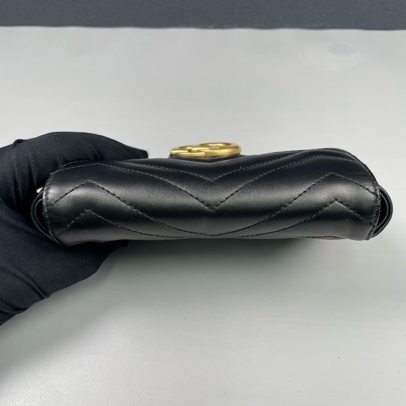 Gucci古馳 黑金馬蒙marmont迷你鏈條包-15