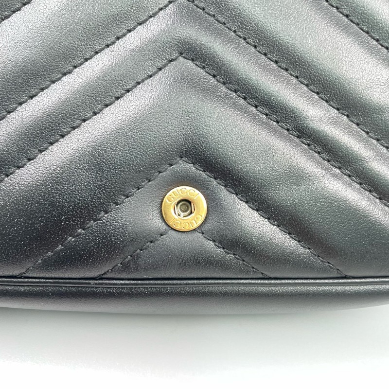 Gucci古馳 黑金馬蒙marmont迷你鏈條包-17