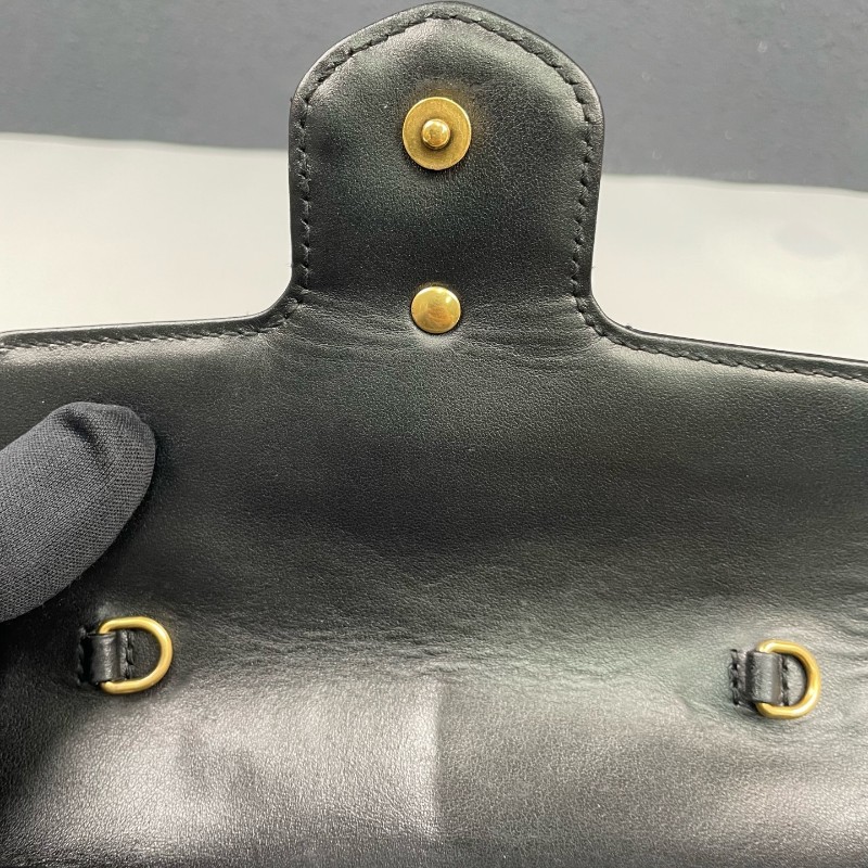 Gucci古馳 黑金馬蒙marmont迷你鏈條包-18