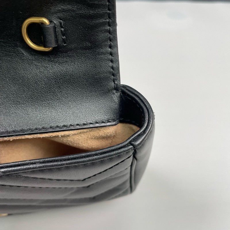 Gucci古馳 黑金馬蒙marmont迷你鏈條包-19