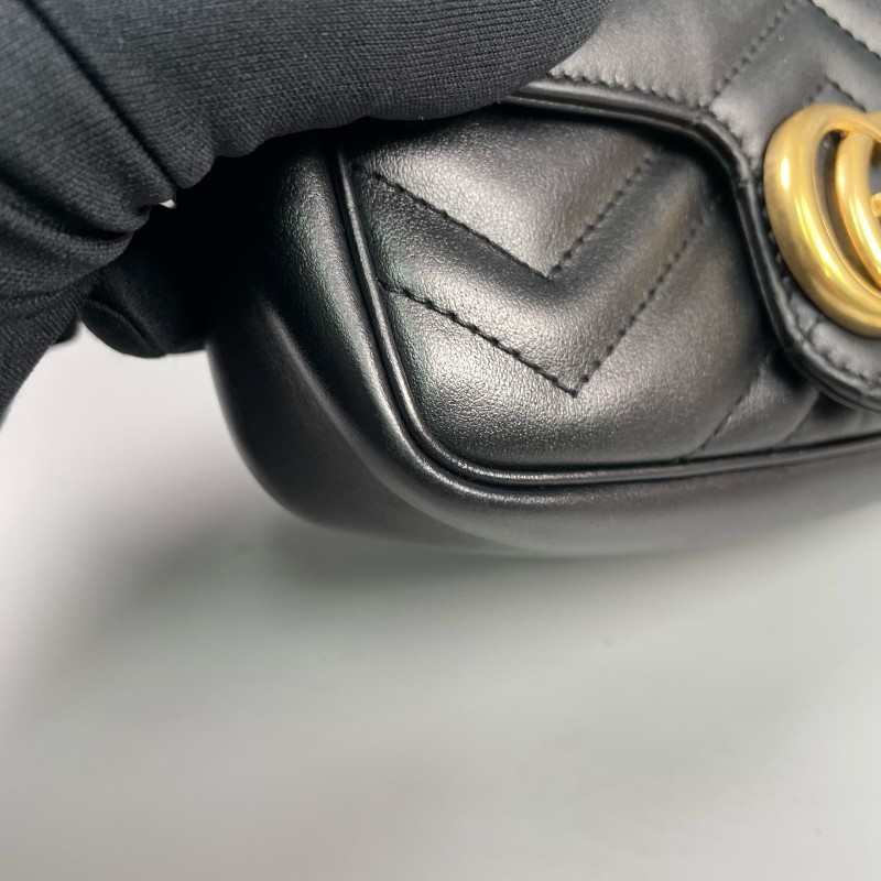 Gucci古馳 黑金馬蒙marmont迷你鏈條包-24