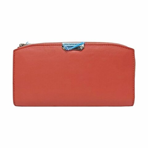 BURBERRY 橘粉色牛皮錢袋 銀色五金