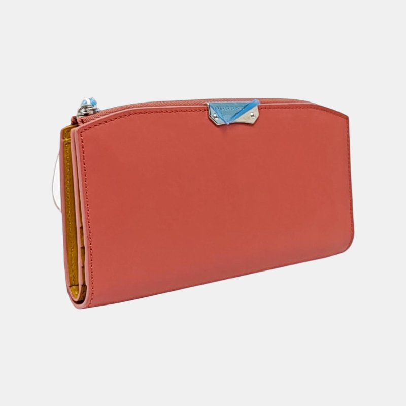 BURBERRY 橘粉色牛皮錢袋 銀色五金-3