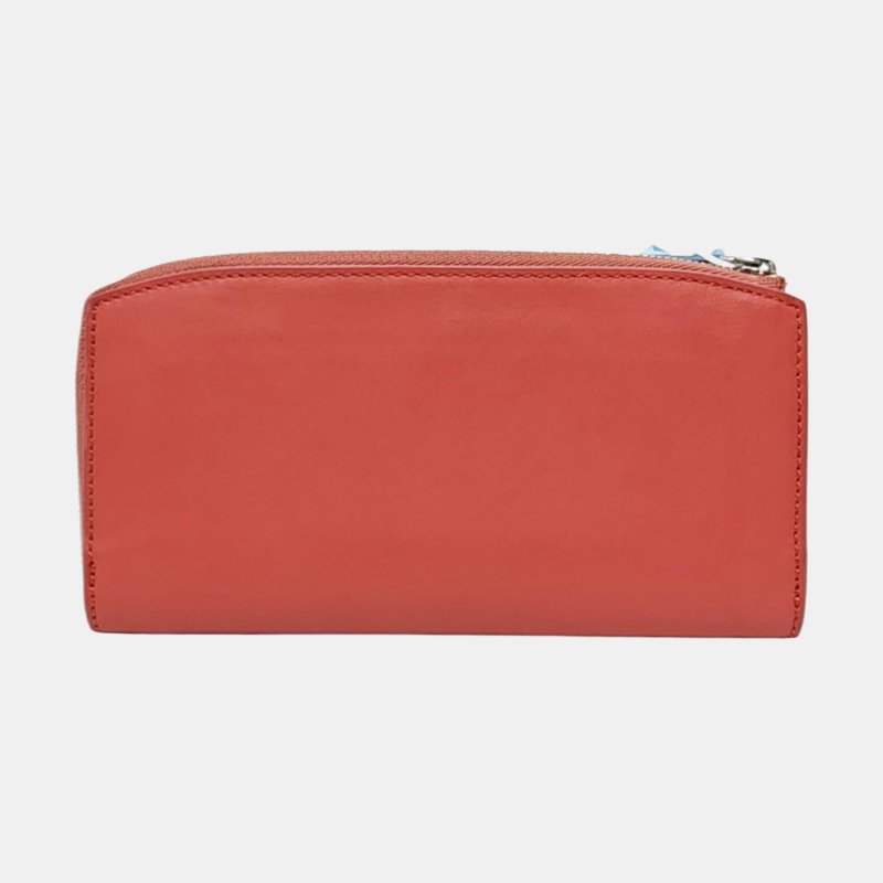 BURBERRY 橘粉色牛皮錢袋 銀色五金-4