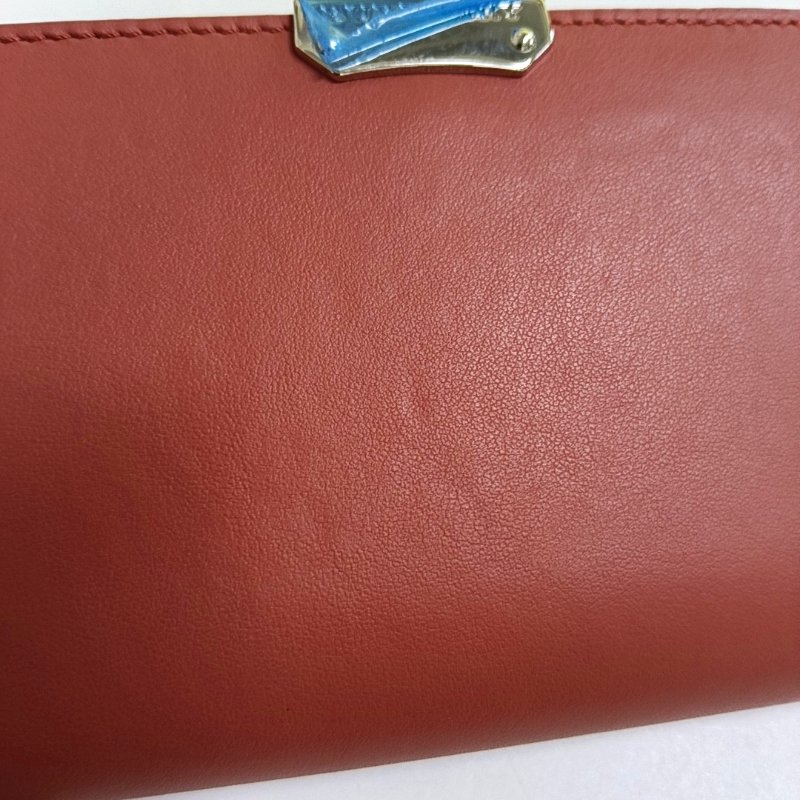 BURBERRY 橘粉色牛皮錢袋 銀色五金-7