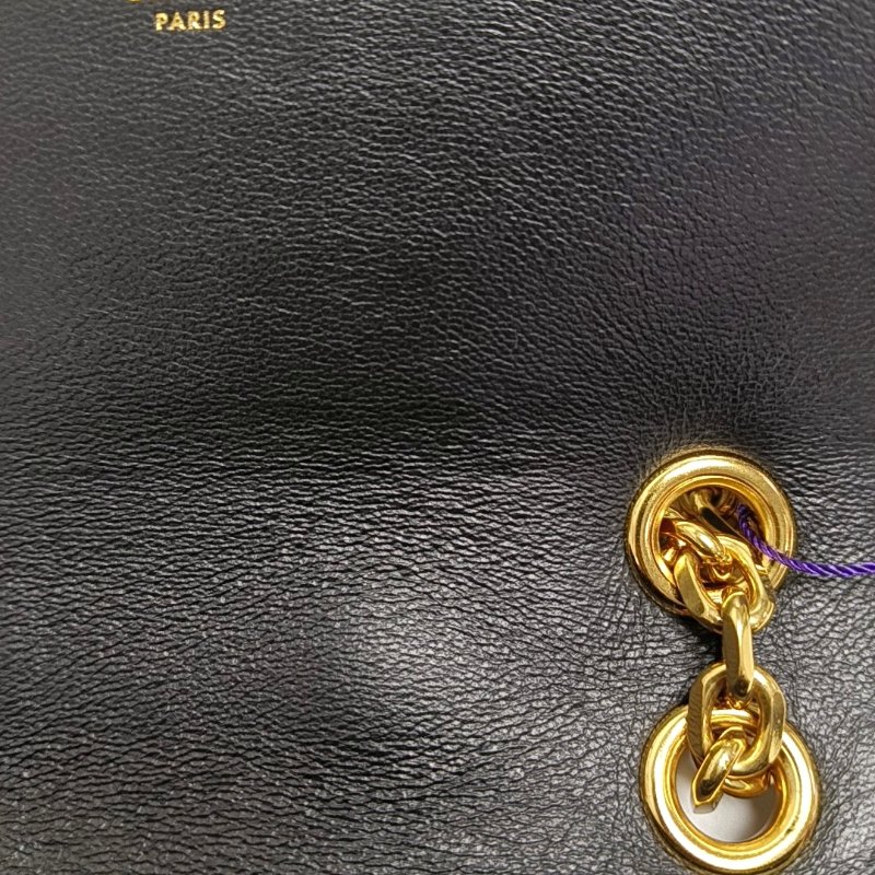 CELINEC 小號黑色牛皮絎縫單肩包斜挎包 金色五金-8